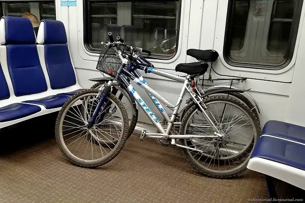 la façon dont le vélo est placé dans le train